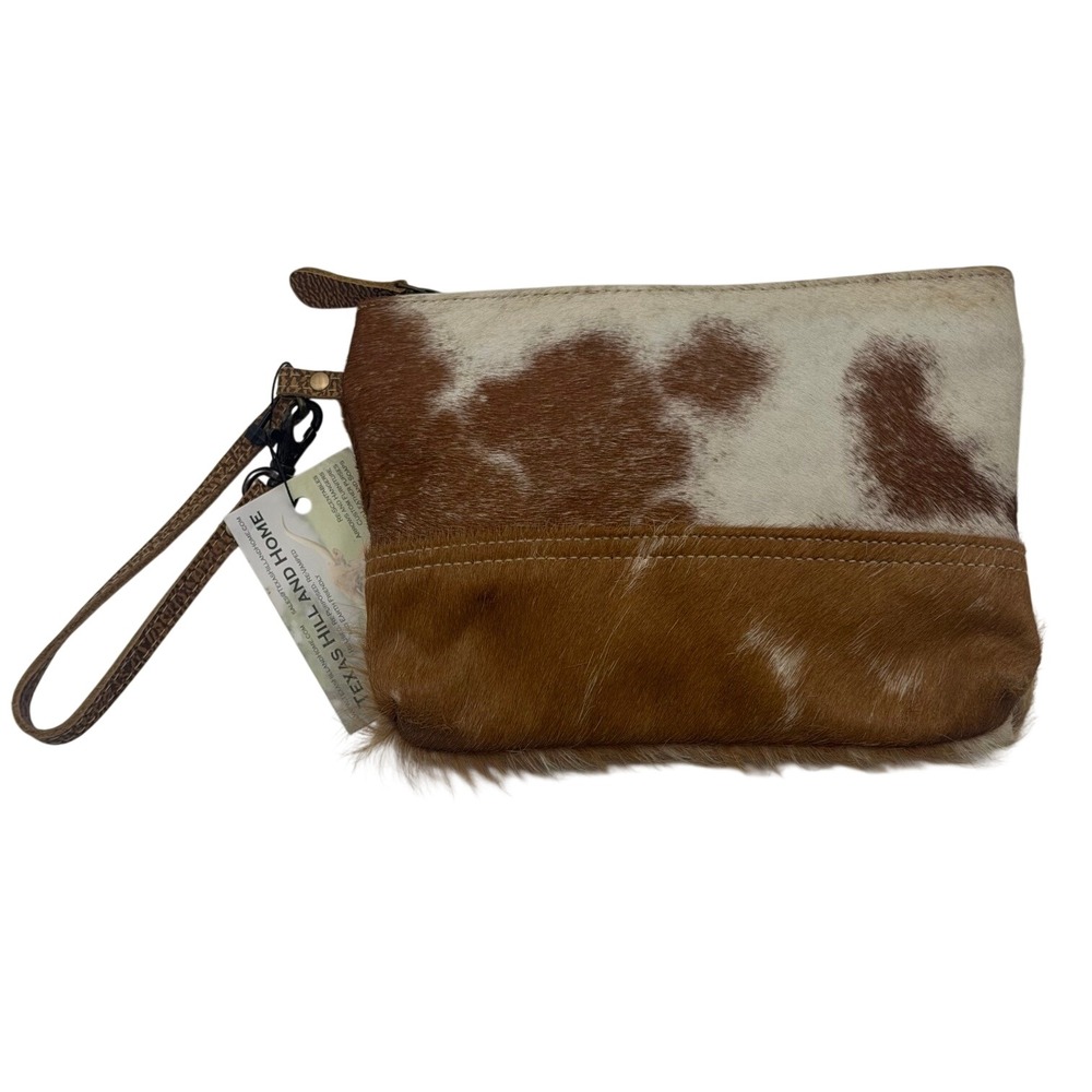 Myra Bag Cowhide Wristlet Clutch Brown White Spotted Hair-on-Hide NWT